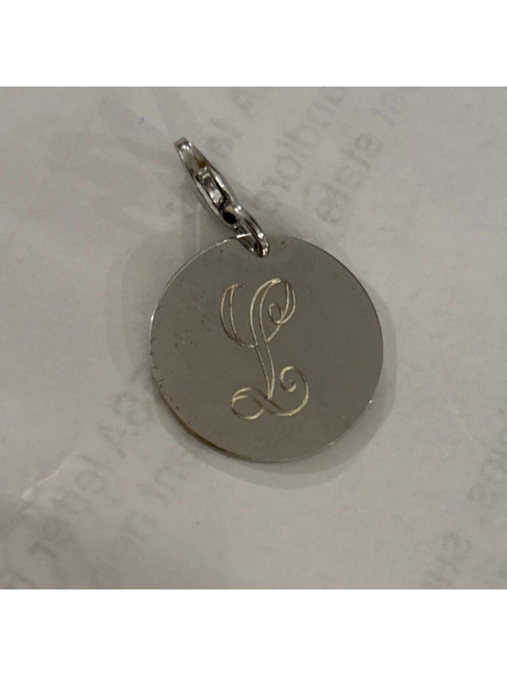 Sterling Silver Initial Charm: L : Lobster Claw